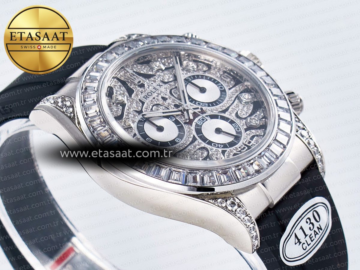 Rolex Daytona 116589 TBR “Eye of the Tiger” Clean 1:1 Best Edition 904L SS Black Diamonds Dial on Black Rubber Strap SA4130 - Görsel 7