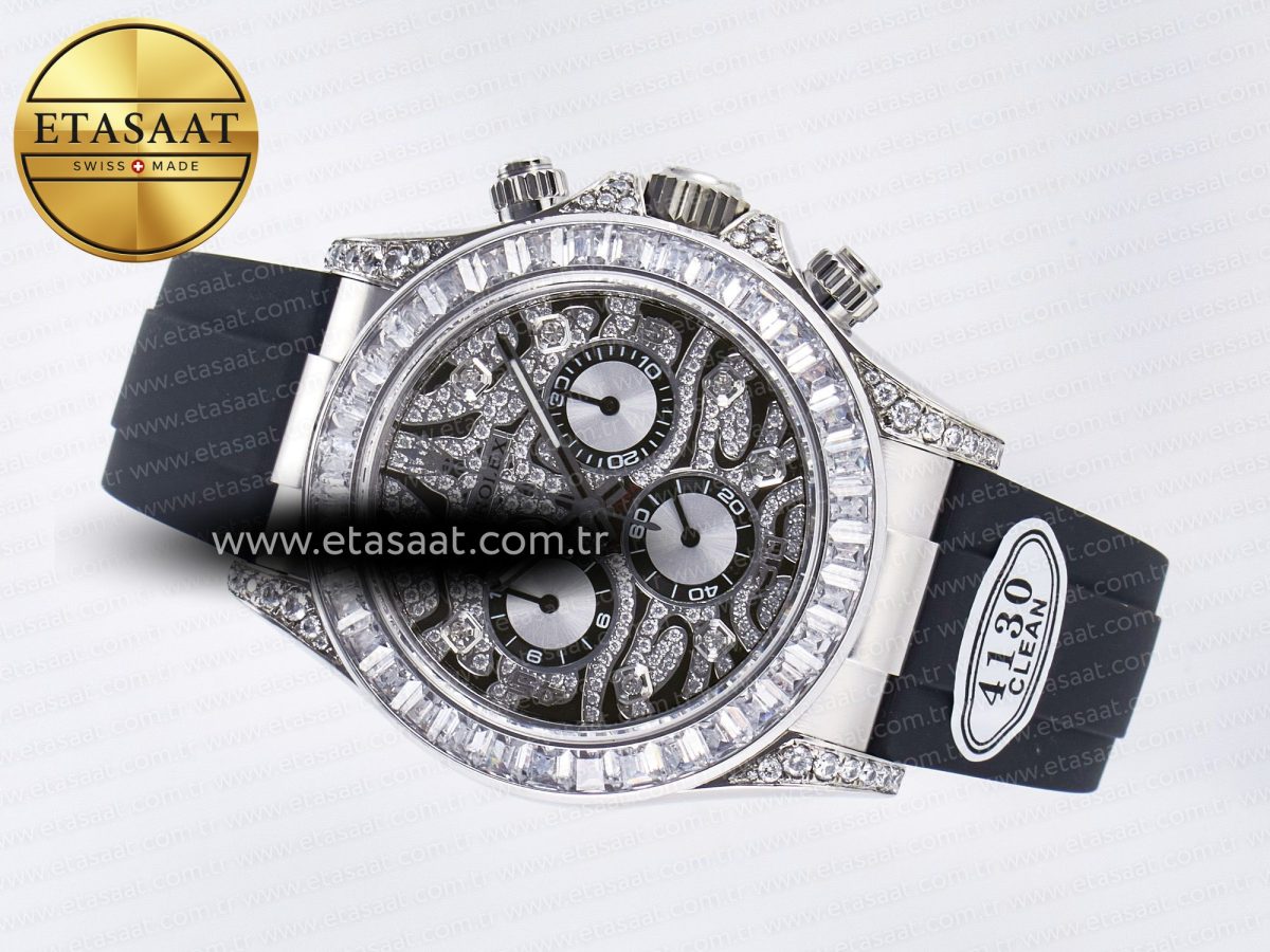 Rolex Daytona 116589 TBR “Eye of the Tiger” Clean 1:1 Best Edition 904L SS Black Diamonds Dial on Black Rubber Strap SA4130 - Görsel 8