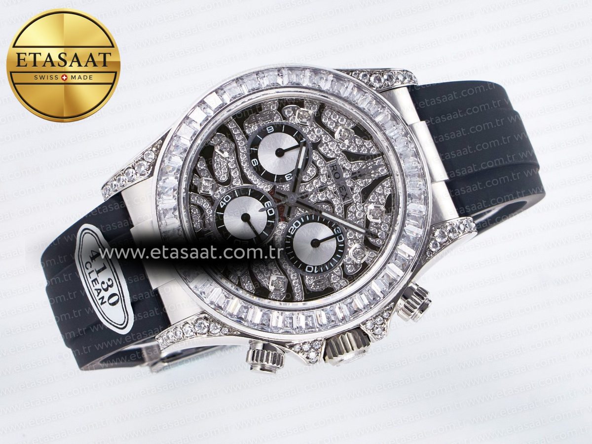 Rolex Daytona 116589 TBR “Eye of the Tiger” Clean 1:1 Best Edition 904L SS Black Diamonds Dial on Black Rubber Strap SA4130 - Görsel 9