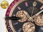 Rolex Daytona 116595 RBOW Clean RG 1:1 Best Edition 904L Rainbow Black Diamonds Dial on Black Rubber Strap SA4130 - Görsel 10