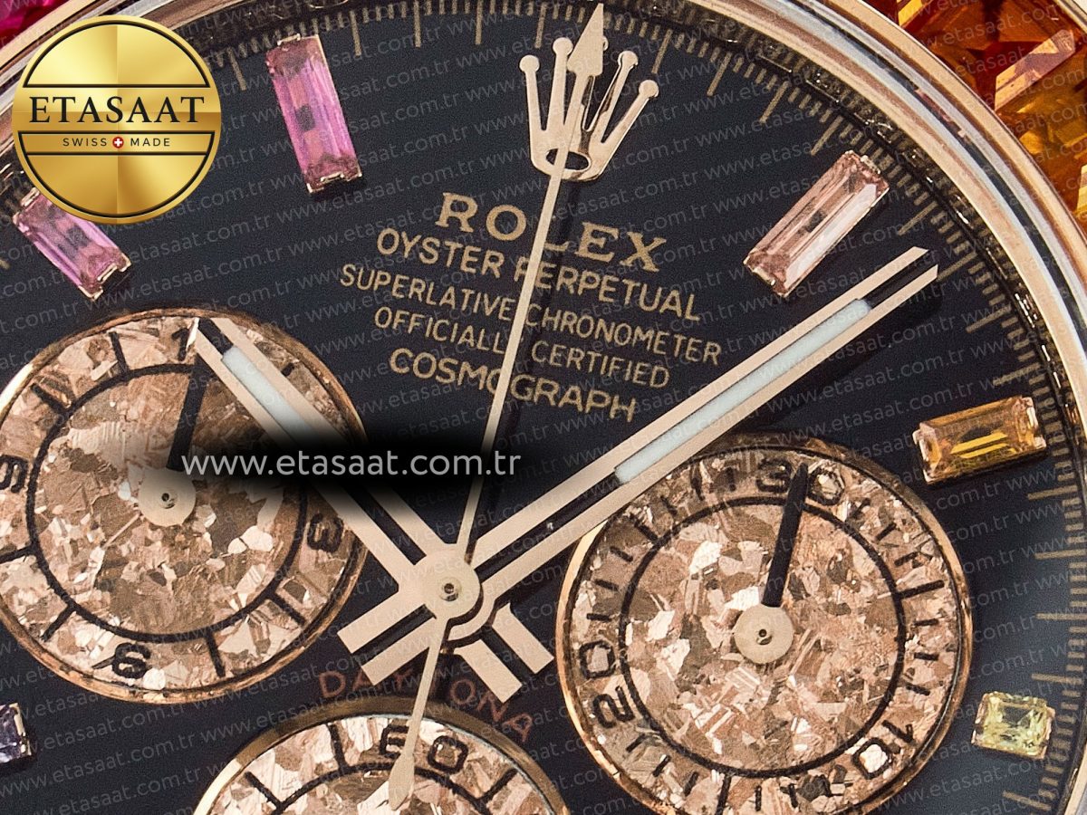 Rolex Daytona 116595 RBOW Clean RG 1:1 Best Edition 904L Rainbow Black Diamonds Dial on Black Rubber Strap SA4130 - Görsel 11