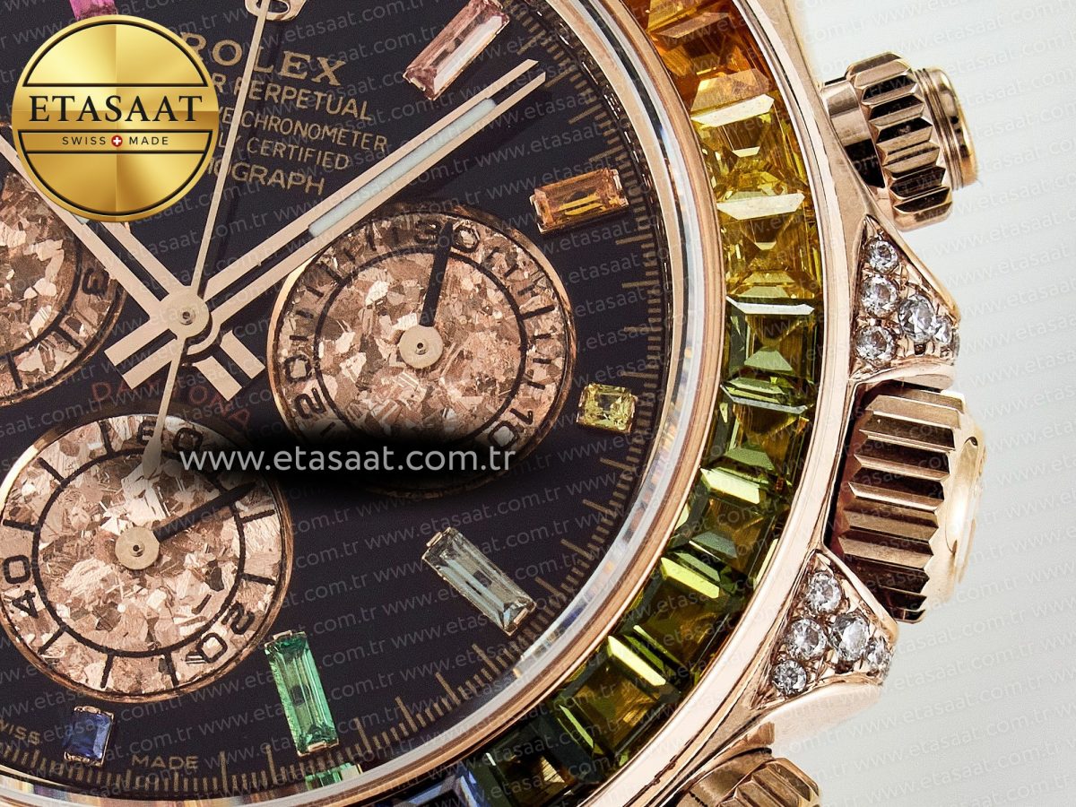 Rolex Daytona 116595 RBOW Clean RG 1:1 Best Edition 904L Rainbow Black Diamonds Dial on Black Rubber Strap SA4130 - Görsel 12