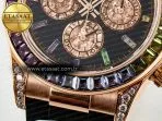 Rolex Daytona 116595 RBOW Clean RG 1:1 Best Edition 904L Rainbow Black Diamonds Dial on Black Rubber Strap SA4130 - Görsel 13