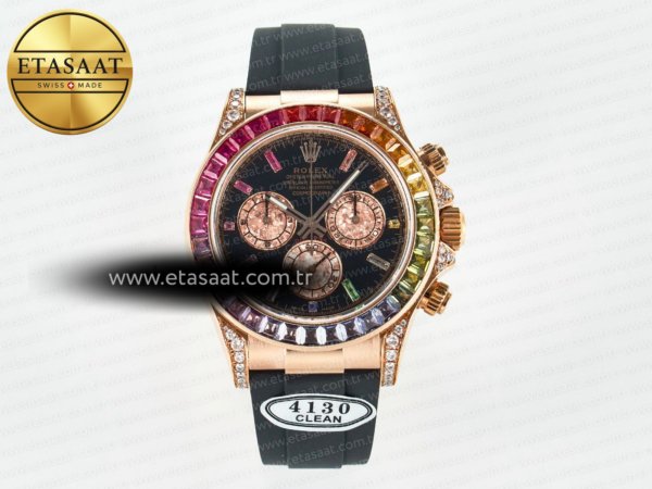Rolex Daytona 116595 Gökkuşağı Clean RG 904L SA4130 Eta Saat - 1:1 Süper Klon Replika Saat