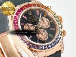 Rolex Daytona 116595 RBOW Clean RG 1:1 Best Edition 904L Rainbow Black Diamonds Dial on Black Rubber Strap SA4130 - Görsel 5