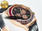 Rolex Daytona 116595 RBOW Clean RG 1:1 Best Edition 904L Rainbow Black Diamonds Dial on Black Rubber Strap SA4130 - Görsel 7