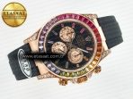 Rolex Daytona 116595 RBOW Clean RG 1:1 Best Edition 904L Rainbow Black Diamonds Dial on Black Rubber Strap SA4130 - Görsel 8