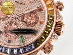Rolex Daytona 116595 RBOW Clean RG 1:1 Best Edition 904L Rainbow Diamonds Dial on Black Rubber Strap SA4130 - Görsel 12