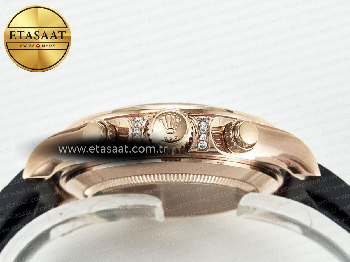 Rolex Daytona 116595 RBOW Clean RG 1:1 Best Edition 904L Rainbow Diamonds Dial on Black Rubber Strap SA4130 - Görsel 15