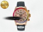 Rolex Daytona 116595 RBOW Clean RG 1:1 Best Edition 904L Rainbow Diamonds Dial on Black Rubber Strap SA4130 - Görsel 3