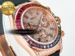 Rolex Daytona 116595 RBOW Clean RG 1:1 Best Edition 904L Rainbow Diamonds Dial on Black Rubber Strap SA4130 - Görsel 5