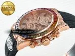 Rolex Daytona 116595 RBOW Clean RG 1:1 Best Edition 904L Rainbow Diamonds Dial on Black Rubber Strap SA4130 - Görsel 6