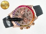 Rolex Daytona 116595 RBOW Clean RG 1:1 Best Edition 904L Rainbow Diamonds Dial on Black Rubber Strap SA4130 - Görsel 8