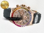 Rolex Daytona 116595 RBOW Clean RG 1:1 Best Edition 904L Rainbow Diamonds Dial on Black Rubber Strap SA4130 - Görsel 9