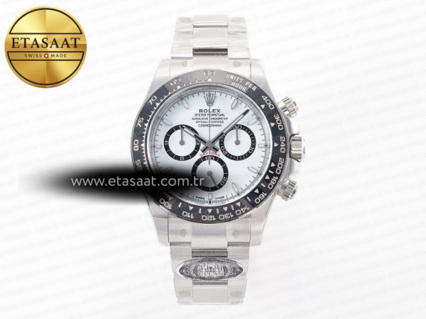 Rolex Daytona 126500 Panda Clean Beyaz Kadran SH4131 Eta Saat - 1:1 Süper Klon Replika Saat