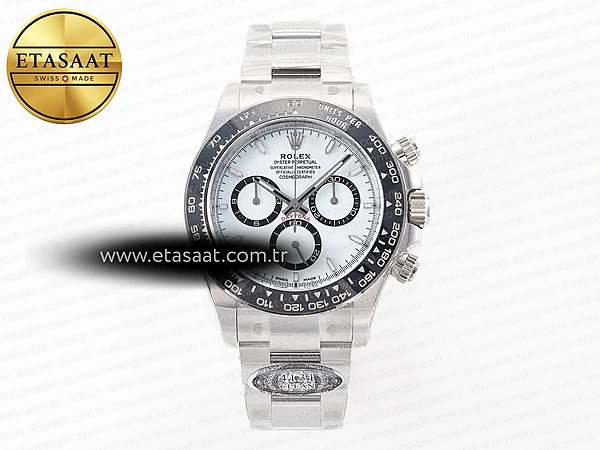 Rolex Daytona 126500 Panda Clean Beyaz Kadran SH4131 Eta Saat - 1:1 Süper Klon Replika Saat