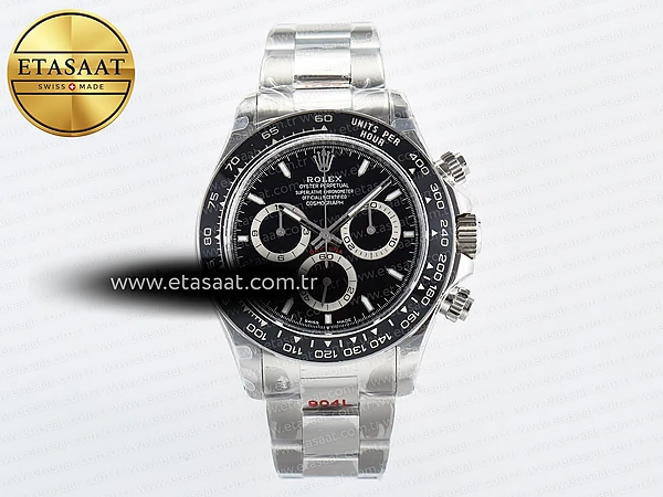 Rolex Daytona 126500 QF Siyah Kadran Kayış SH4131 Eta Saat - 1:1 Süper Klon Replika Saat