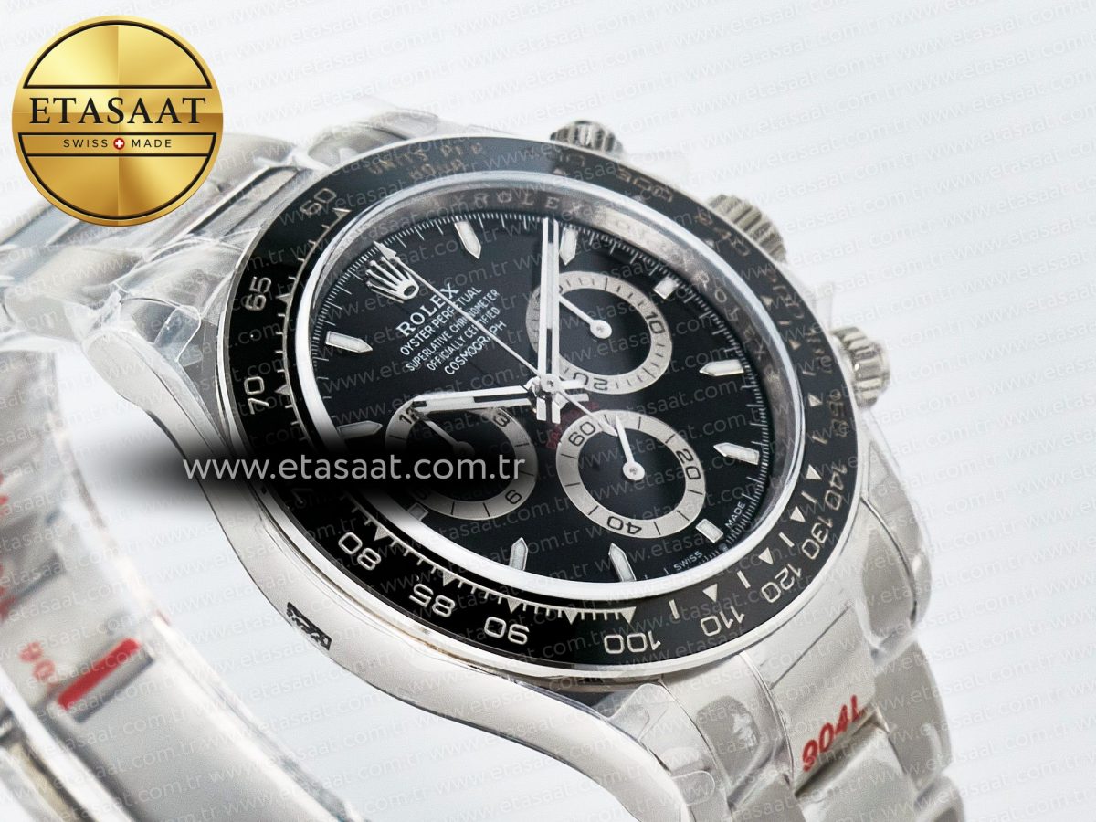 Rolex Daytona 126500 QF 1:1 Best Edition Black Dial on SS Bracelet Strap SH4131 V5 - Görsel 7