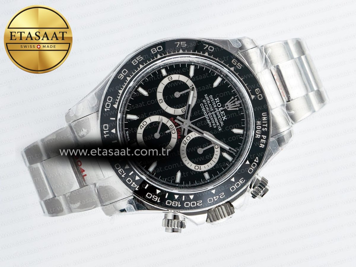 Rolex Daytona 126500 QF 1:1 Best Edition Black Dial on SS Bracelet Strap SH4131 V5 - Görsel 8