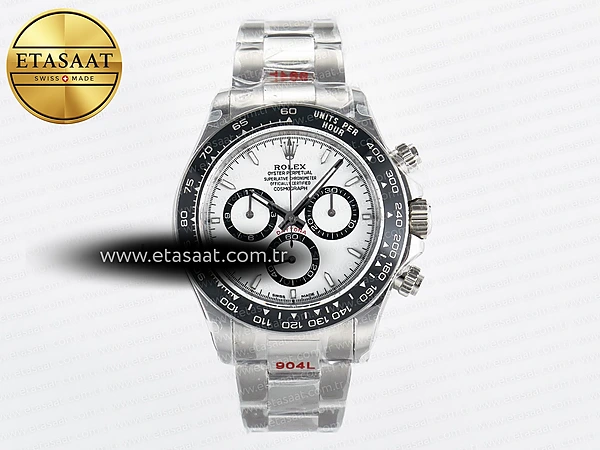 Rolex Daytona 126500 QF Beyaz Kadran Kayış SH4131 Eta Saat - 1:1 Süper Klon Replika Saat