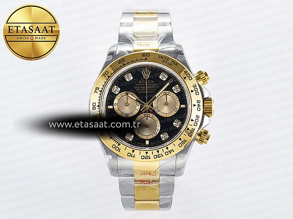Rolex Daytona 126503 QF Siyah/Altın Kadran SH4131 Eta Saat - 1:1 Süper Klon Replika Saat