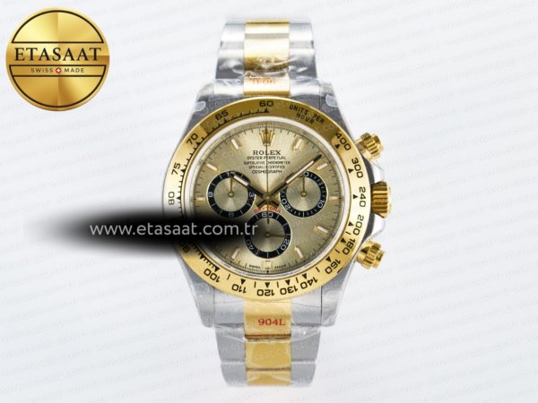Rolex Daytona 126503 QF Altın Kadran Bilezik SH4131 V5 Eta Saat - 1:1 Süper Klon Replika Saat