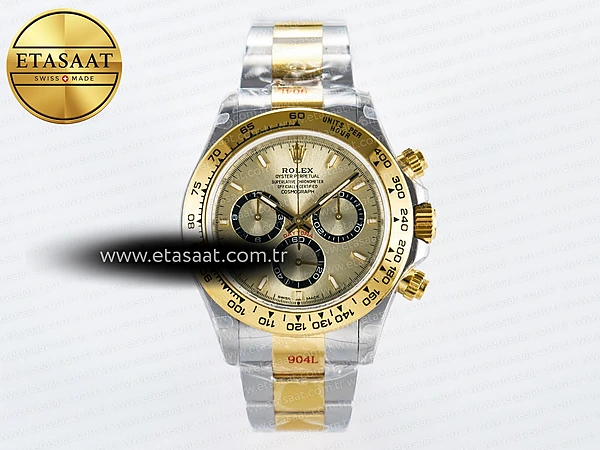 Rolex Daytona 126503 QF Altın Kadran Bilezik SH4131 V5 Eta Saat - 1:1 Süper Klon Replika Saat