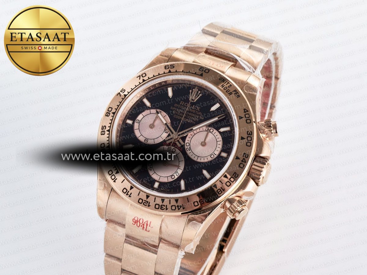 Rolex Daytona 126505 QF 1:1 Best Edition Black/RG Dial on RG Braclet SH4131 V5 - Görsel 1