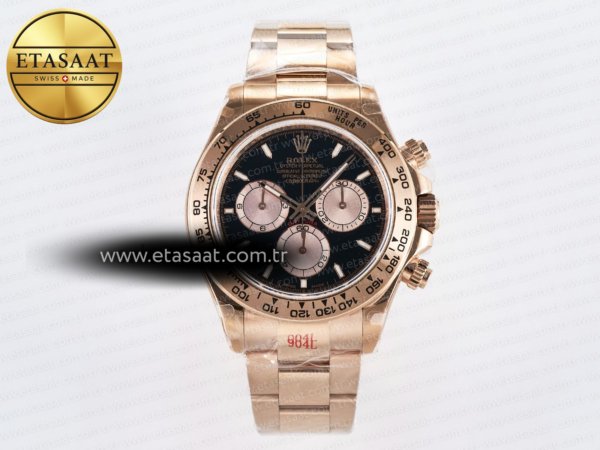 Rolex Daytona 126505 QF Siyah/RG Kadran Bilezik SH4131 V5 Eta Saat - 1:1 Süper Klon Replika Saat