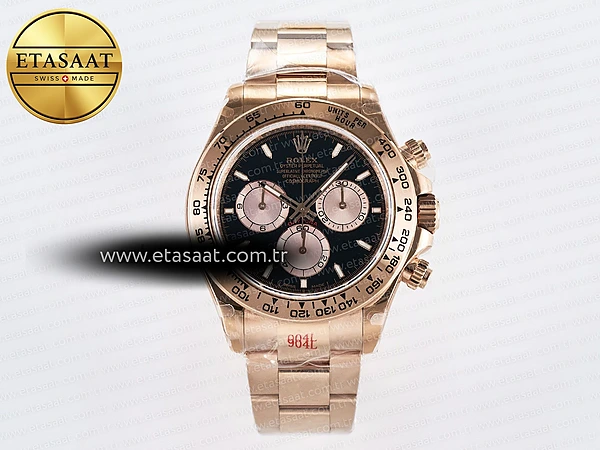 Rolex Daytona 126505 QF Siyah/RG Kadran Bilezik SH4131 V5 Eta Saat - 1:1 Süper Klon Replika Saat
