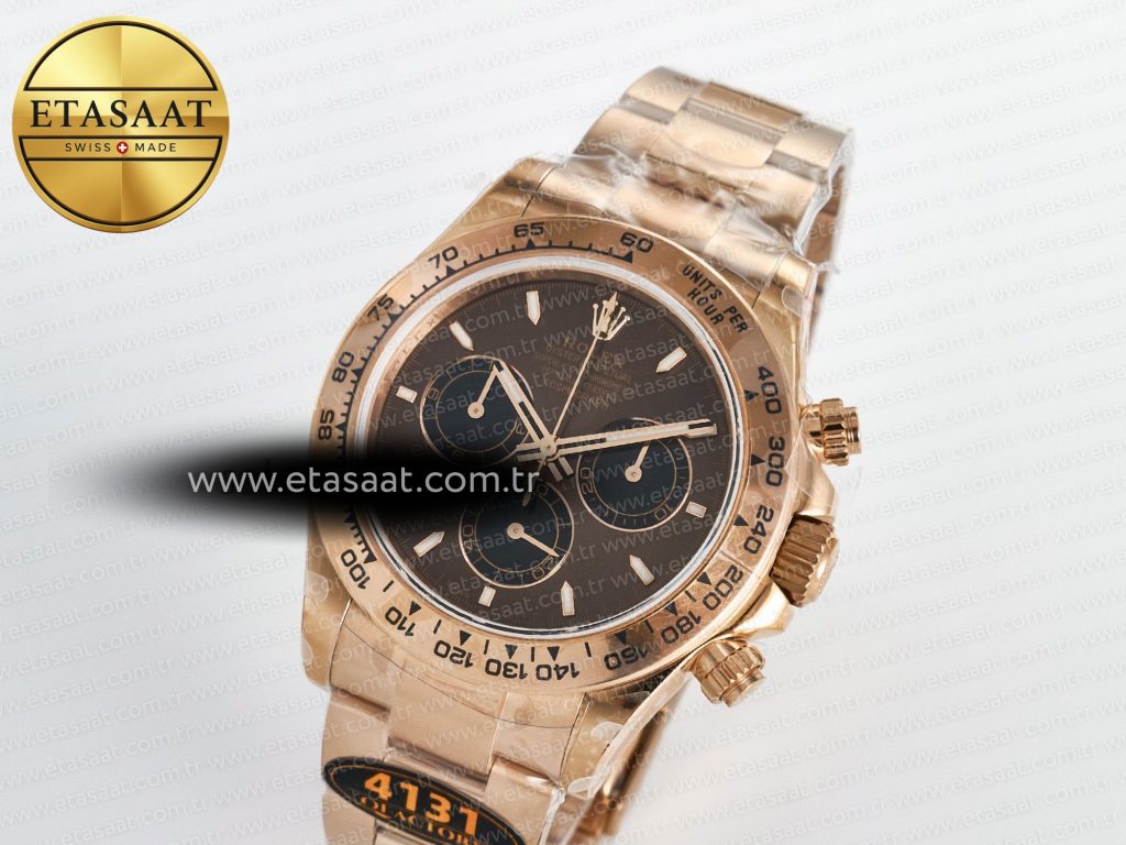 Rolex Daytona 126505 QF 1:1 Best Edition Brown Dial Stick Markers On RG Bracelet SH4131 V6（Gain Weight） eta saat replika modeli
