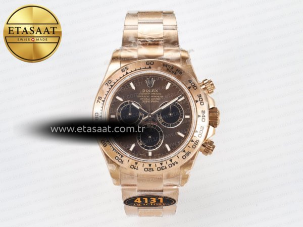 Rolex Daytona 126505 QF Kahve Kadran Çizgi İndeks Ağır Kasa Eta Saat - 1:1 Süper Klon Replika Saat