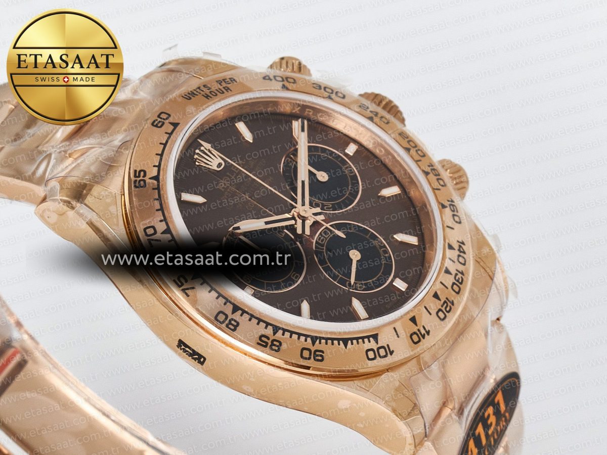 Rolex Daytona 126505 QF 1:1 Best Edition Brown Dial Stick Markers On RG Bracelet SH4131 V6（Gain Weight） - Görsel 6