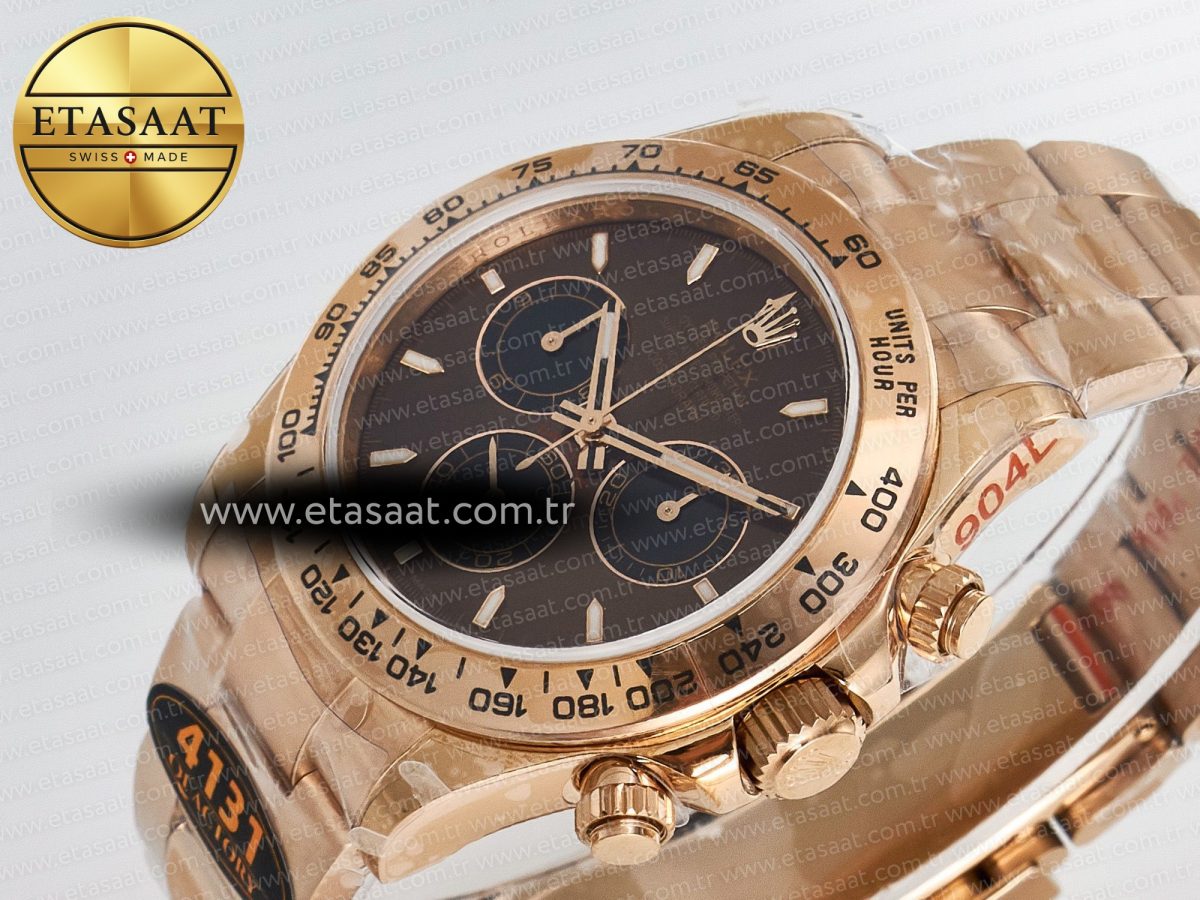 Rolex Daytona 126505 QF 1:1 Best Edition Brown Dial Stick Markers On RG Bracelet SH4131 V6（Gain Weight） - Görsel 7