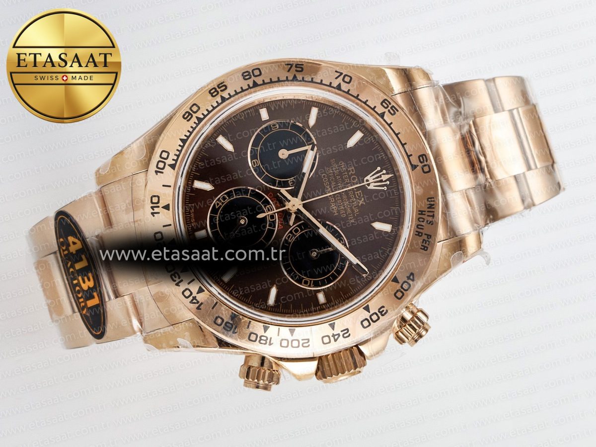 Rolex Daytona 126505 QF 1:1 Best Edition Brown Dial Stick Markers On RG Bracelet SH4131 V6（Gain Weight） - Görsel 8
