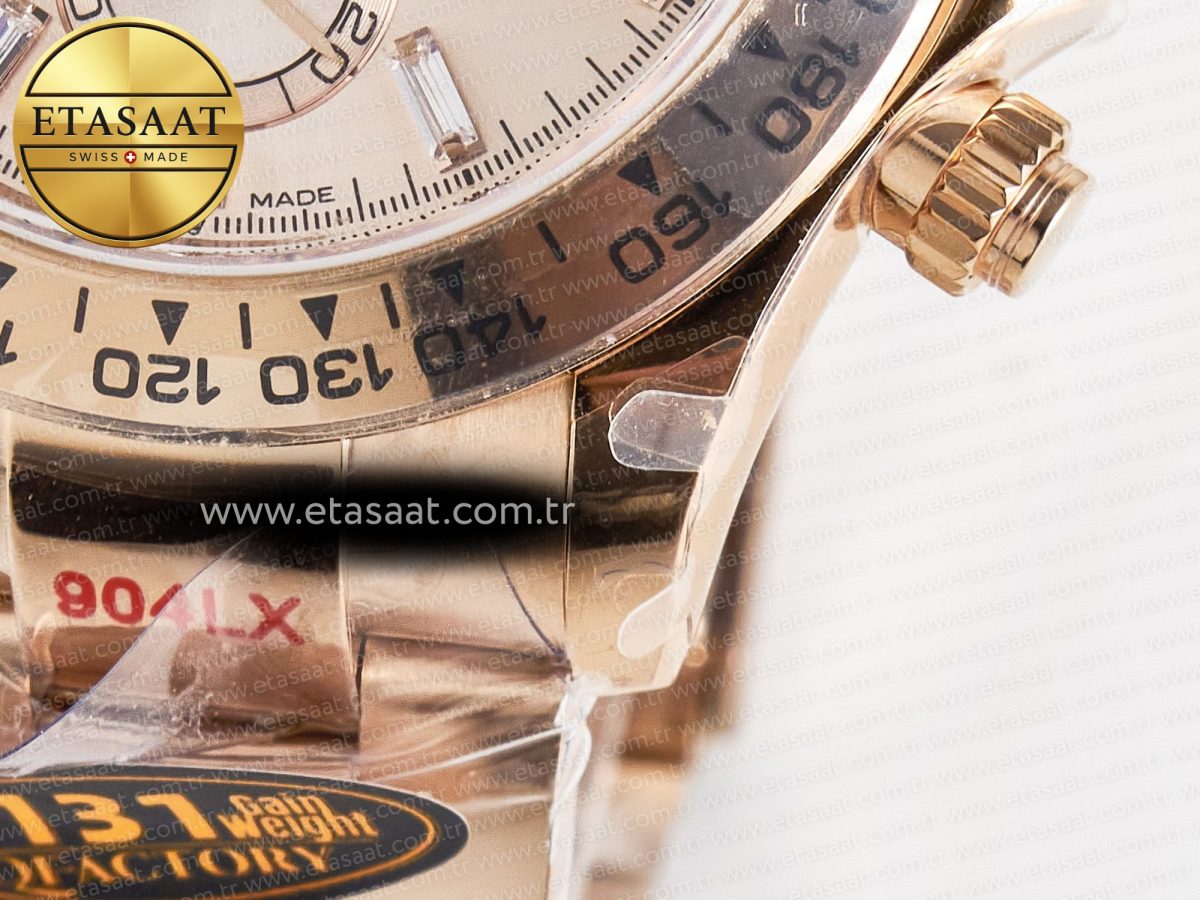 Rolex Daytona 126505 RG QF 1:1 Best Edition RG Dial Crystal Markers On RG Bracelet SH4131 V6 (Gain Weight) - Görsel 14