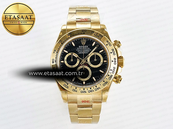 Rolex Daytona 126508 QF Siyah Kadran Bilezik SH4131 V5 Eta Saat - 1:1 Süper Klon Replika Saat