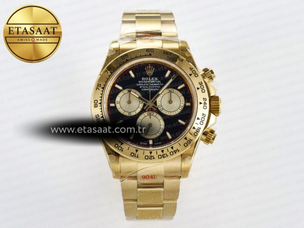 Rolex Daytona 126508 QF Siyah/Altın Kadran SH4131 Eta Saat - 1:1 Süper Klon Replika Saat