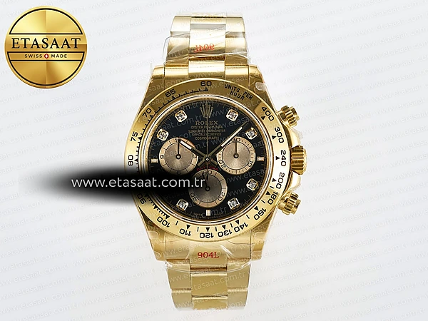 Rolex Daytona 126508 Pırlantalı YG Bilezik SH4131 Eta Saat - 1:1 Süper Klon Replika Saat