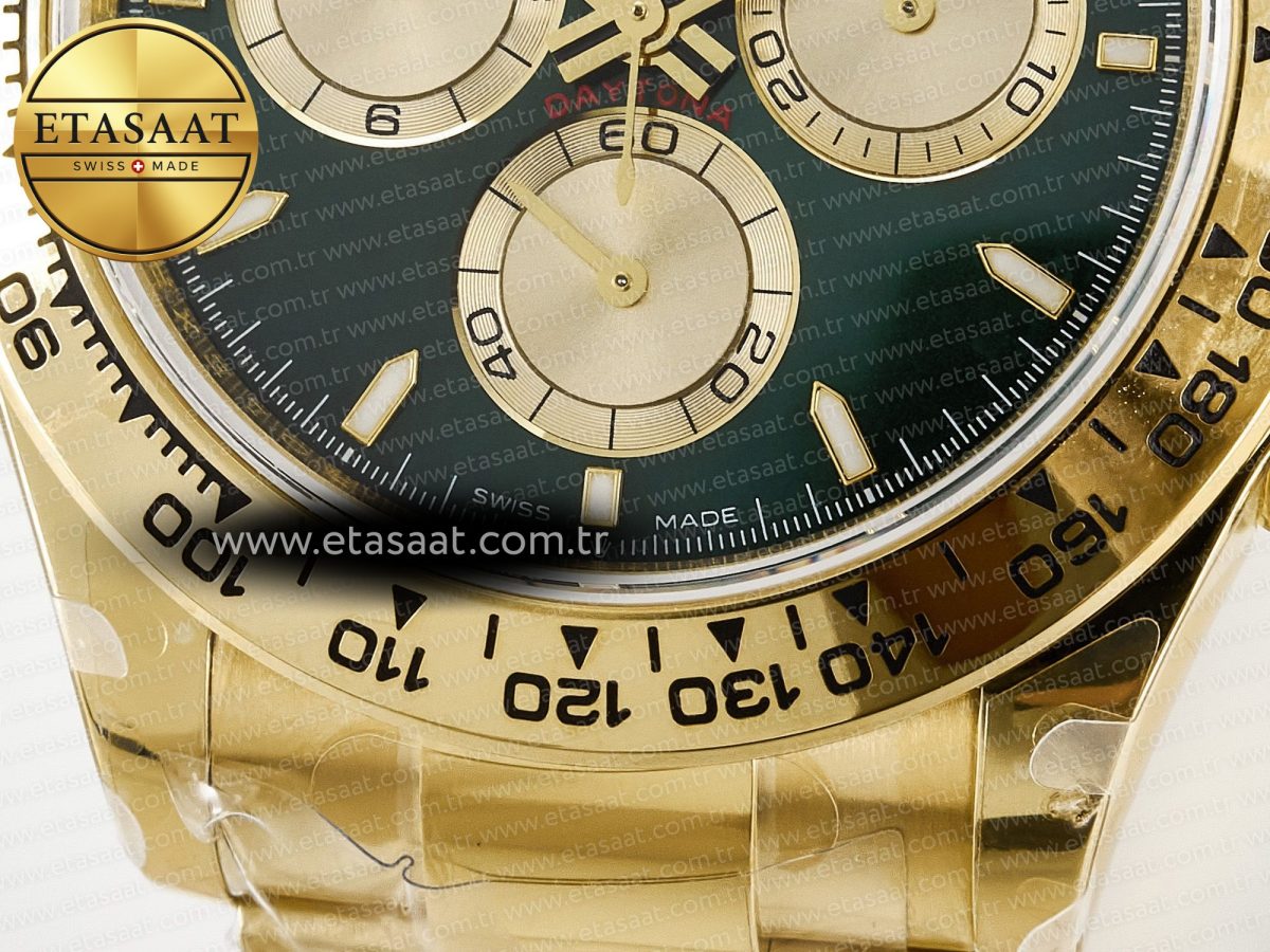 Rolex Daytona 126508 QF 1:1 Best Edition Green Dial Stick Markers On YG Bracelet SH4131 V6（Gain Weight） - Görsel 12