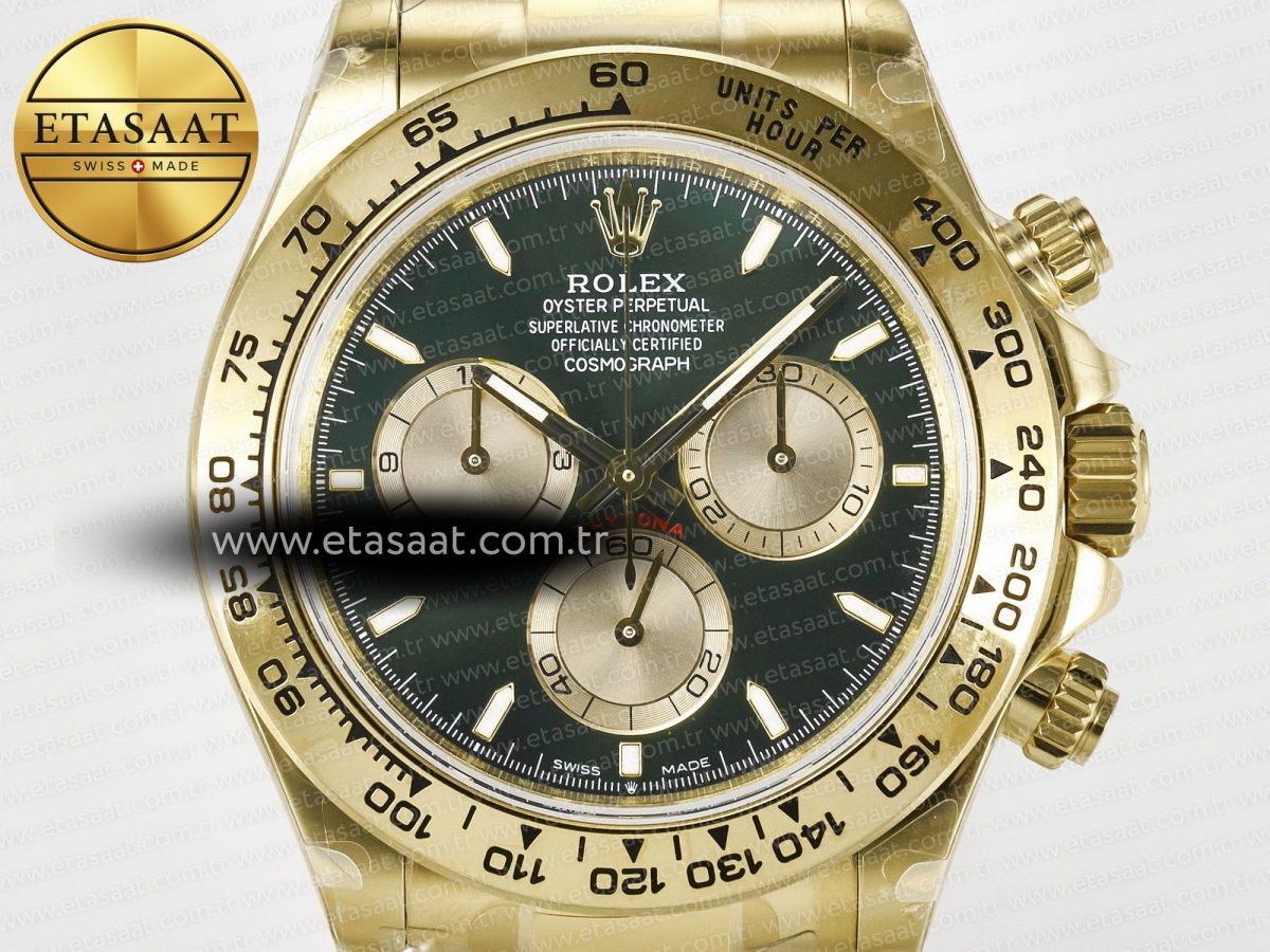 Rolex Daytona 126508 QF 1:1 Best Edition Green Dial Stick Markers On YG Bracelet SH4131 V6（Gain Weight） - Görsel 4