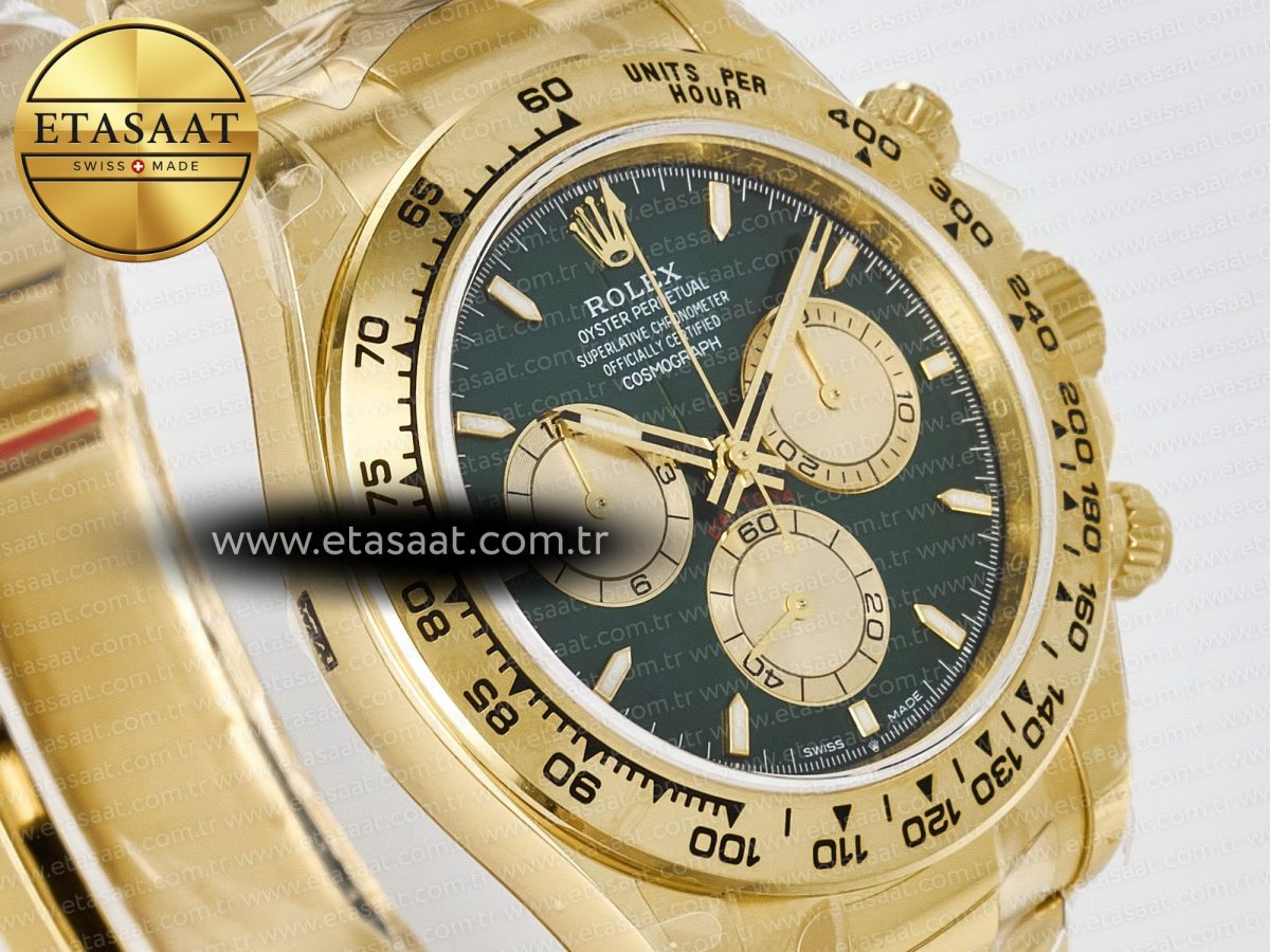 Rolex Daytona 126508 QF 1:1 Best Edition Green Dial Stick Markers On YG Bracelet SH4131 V6（Gain Weight） - Görsel 5