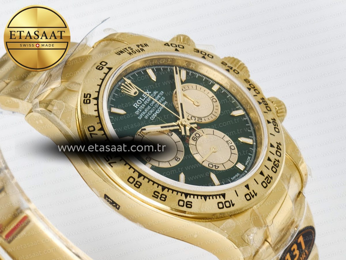 Rolex Daytona 126508 QF 1:1 Best Edition Green Dial Stick Markers On YG Bracelet SH4131 V6（Gain Weight） - Görsel 6