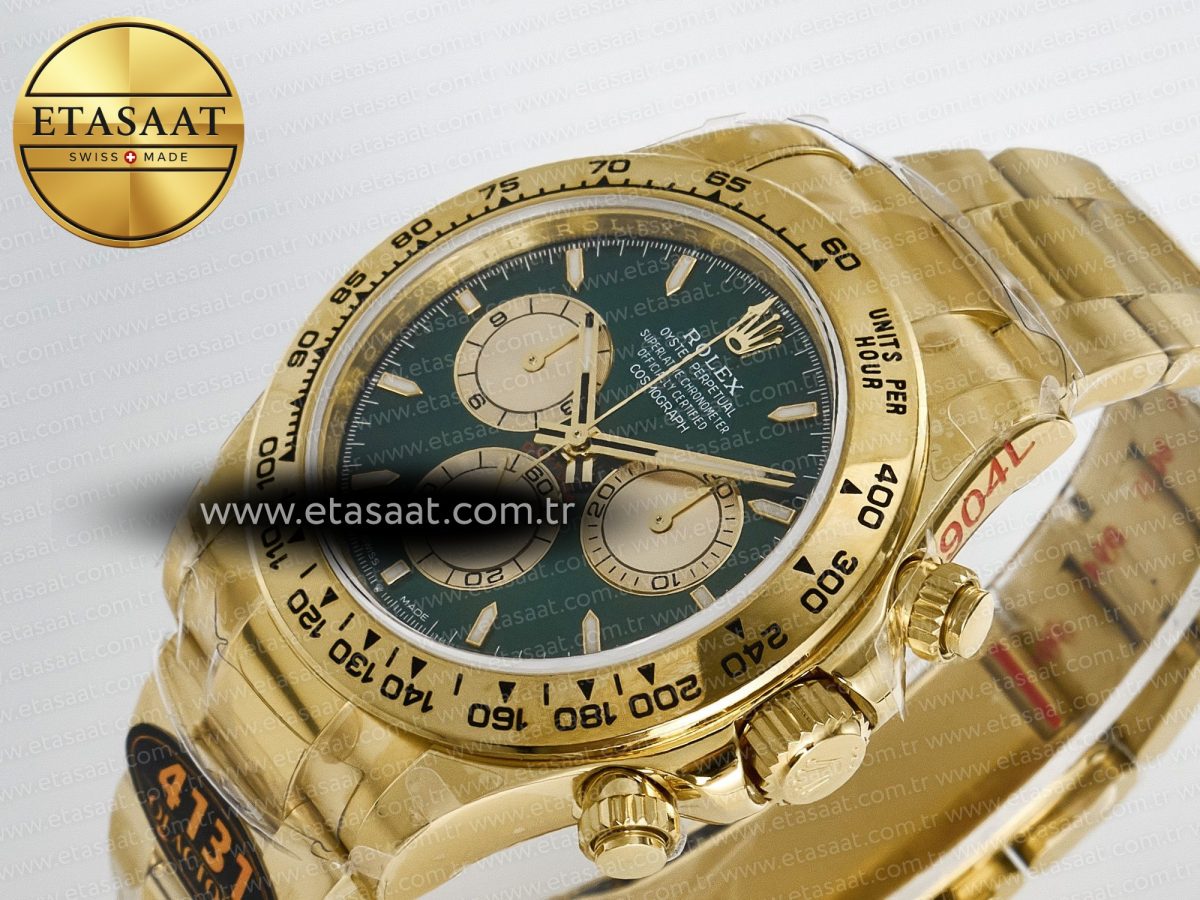 Rolex Daytona 126508 QF 1:1 Best Edition Green Dial Stick Markers On YG Bracelet SH4131 V6（Gain Weight） - Görsel 7