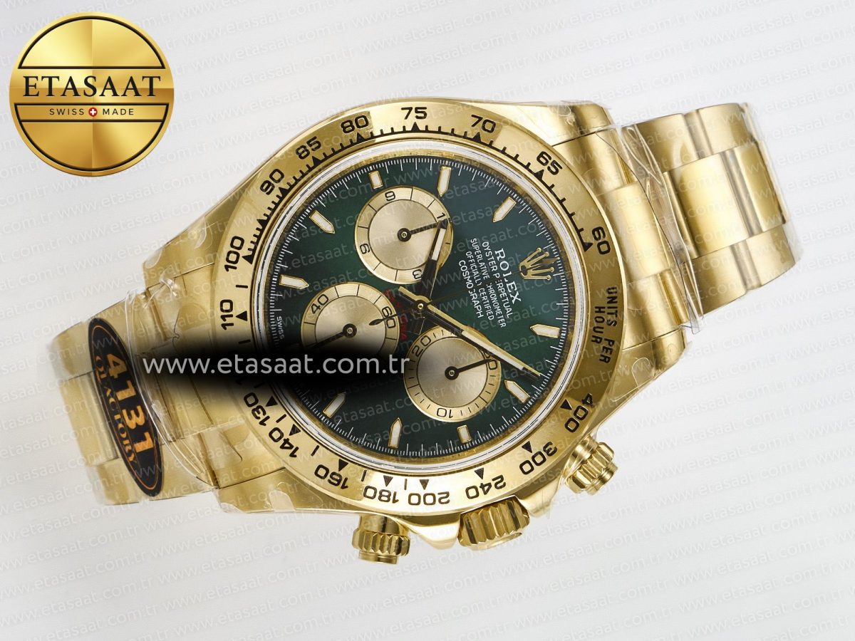 Rolex Daytona 126508 QF 1:1 Best Edition Green Dial Stick Markers On YG Bracelet SH4131 V6（Gain Weight） - Görsel 8