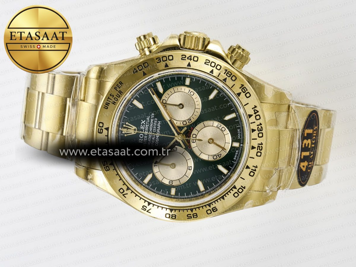 Rolex Daytona 126508 QF 1:1 Best Edition Green Dial Stick Markers On YG Bracelet SH4131 V6（Gain Weight） - Görsel 9
