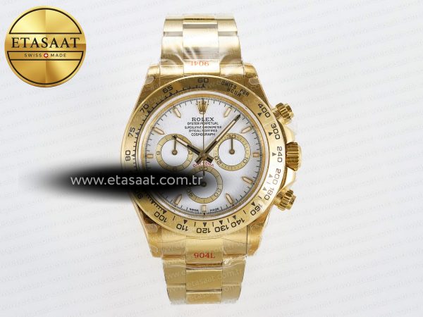 Rolex Daytona 126508 Beyaz Kadran SH4131 Eta Saat - 1:1 Süper Klon Replika Saat
