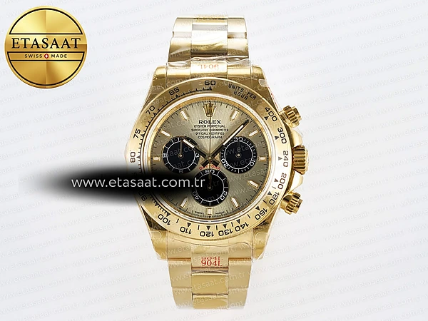 Rolex Daytona 126508 QF YG/Siyah Kadran Bilezik SH4131 V5 Eta Saat - 1:1 Süper Klon Replika Saat