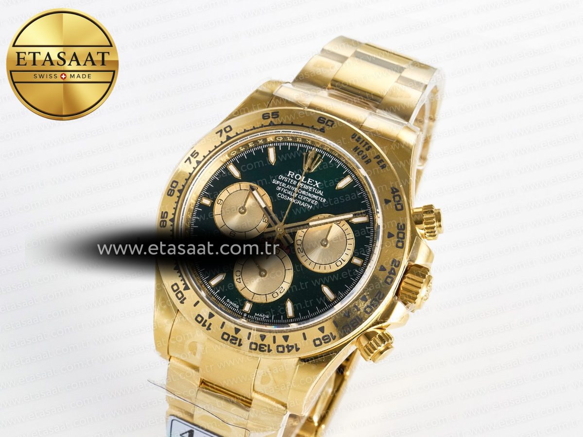 Rolex Daytona 126508 YG APSF 1:1 Best Edition Green Dial Stick Markers On 904L YG Bracelet SH4131 - Görsel 1