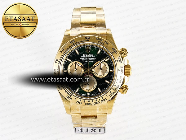 Rolex Daytona 126508 YG APSF Yeşil Kadran Çizgi SH4131 Eta Saat - 1:1 Süper Klon Replika Saat